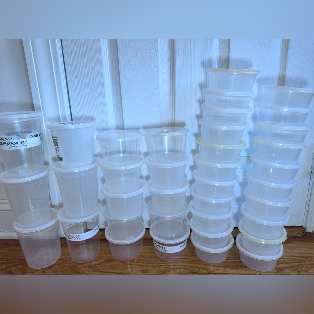 Lot Of 37 Upcycled Empty From Food Take Out containers For Storage, craft 8-32oz